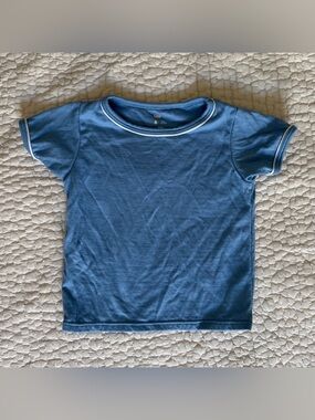 Oso & Me Short-Sleeve Tee in Blue with White Trim